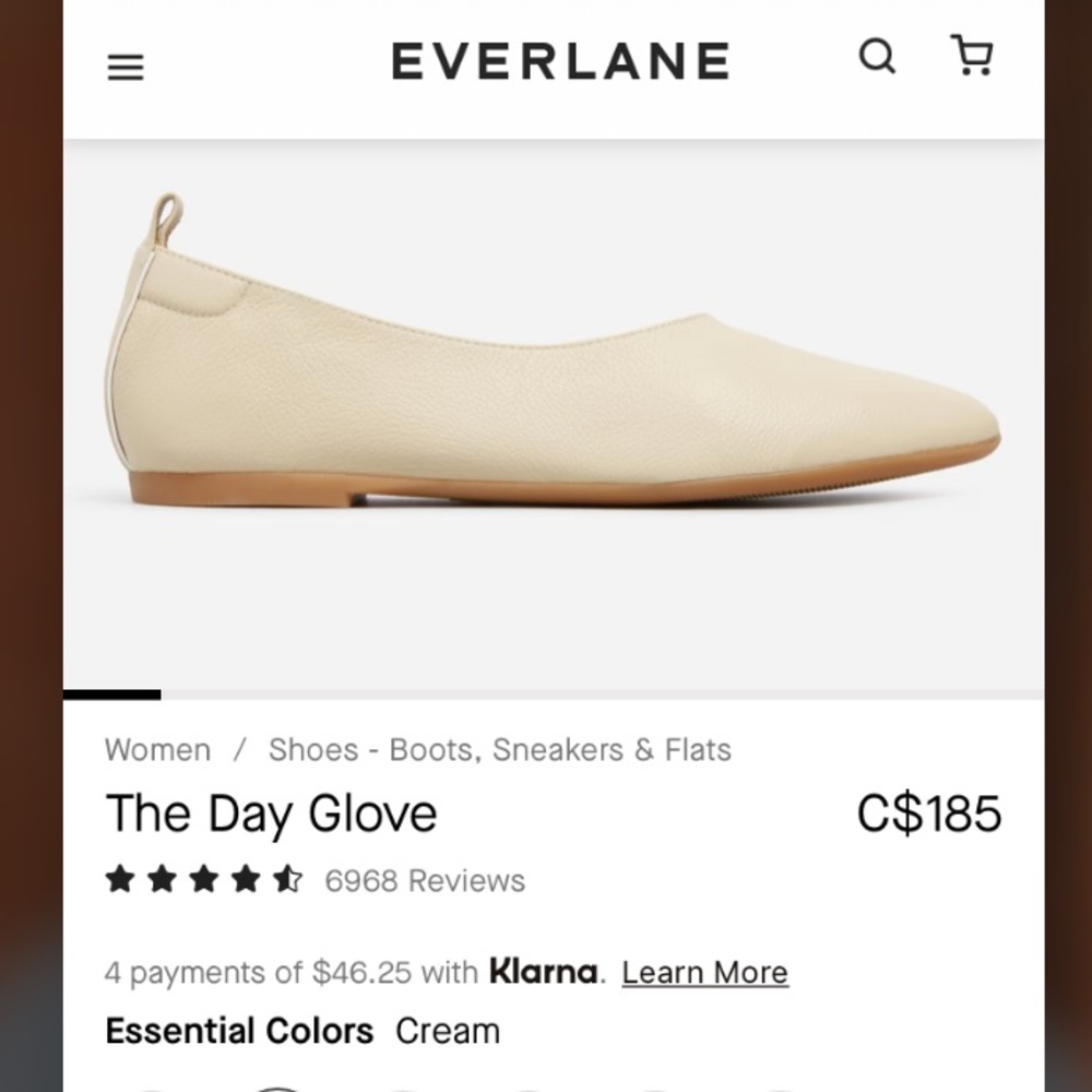 Everlane Day Glove Flat in Cream, Size 6